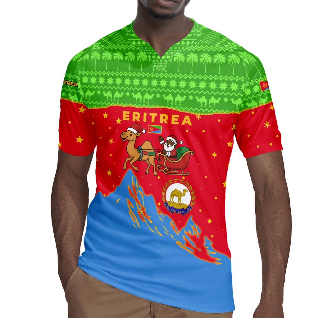 Eritrea Christmas Rugby Jersey Santa Claus Camel Sleigh National Emblem - African Pride