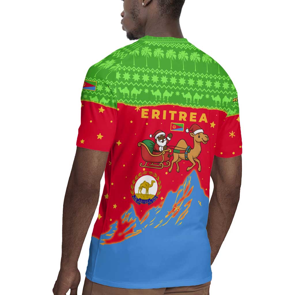 Eritrea Christmas Rugby Jersey Santa Claus Camel Sleigh National Emblem - African Pride