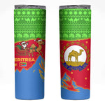 Eritrea Christmas Skinny Tumbler Santa Claus Camel Sleigh National Emblem - African Pride