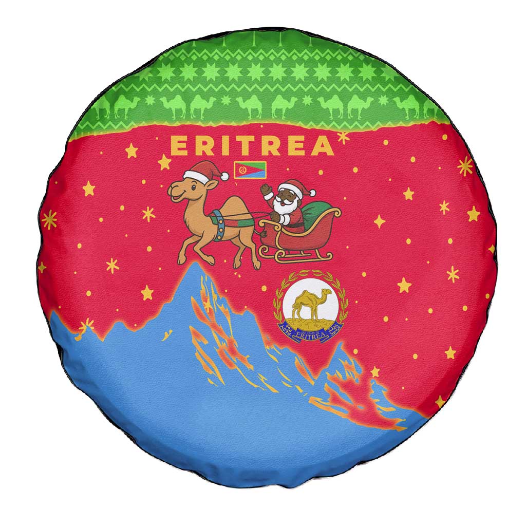 Eritrea Christmas Spare Tire Cover Santa Claus Camel Sleigh National Emblem - African Pride