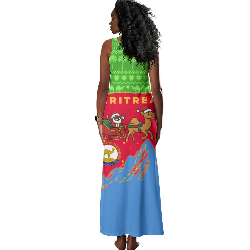 Eritrea Christmas Tank Maxi Dress Santa Claus Camel Sleigh National Emblem - African Pride