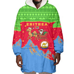 Eritrea Christmas Wearable Blanket Hoodie Santa Claus Camel Sleigh National Emblem - African Pride