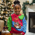 Eritrea Christmas Kid Ugly Christmas Sweater African Santa Gingerbread Harp National Flag Colors - African Pride