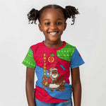 Eritrea Christmas Kid T shirt African Santa Gingerbread Harp National Flag Colors - African Pride