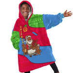 Eritrea Christmas Kid Wearable Blanket Hoodie African Santa Gingerbread Harp National Flag Colors - African Pride