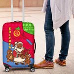 Eritrea Christmas Luggage Cover African Santa Gingerbread Harp National Flag Colors - African Pride