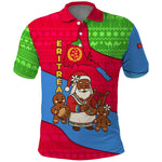 Eritrea Christmas Polo Shirt African Santa Gingerbread Harp National Flag Colors - African Pride
