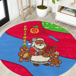 Eritrea Christmas Round Carpet African Santa Gingerbread Harp National Flag Colors - African Pride