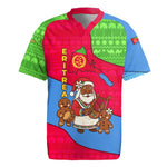 Eritrea Christmas Rugby Jersey African Santa Gingerbread Harp National Flag Colors - African Pride