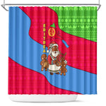 Eritrea Christmas Shower Curtain African Santa Gingerbread Harp National Flag Colors - African Pride