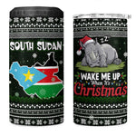 South Sudan Christmas 4 in 1 Can Cooler Tumbler National Map Flag Colors and Sleeping Rhino Motif - African Pride