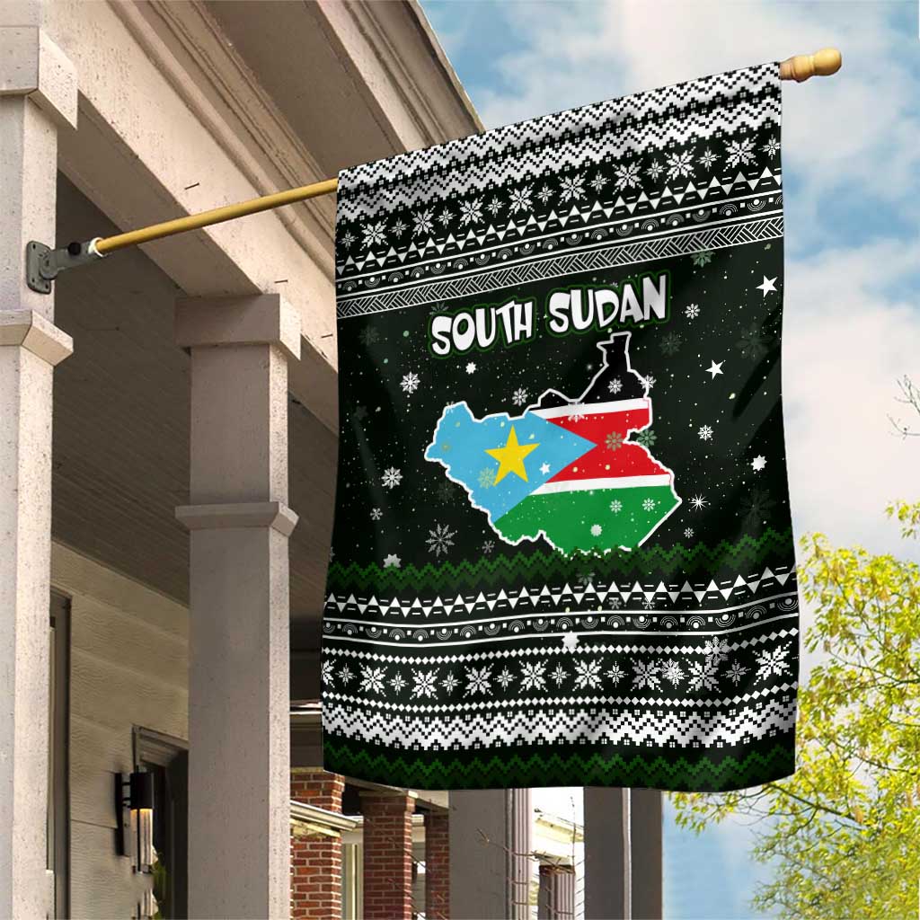 South Sudan Christmas Garden Flag National Map Flag Colors and Sleeping Rhino Motif - African Pride