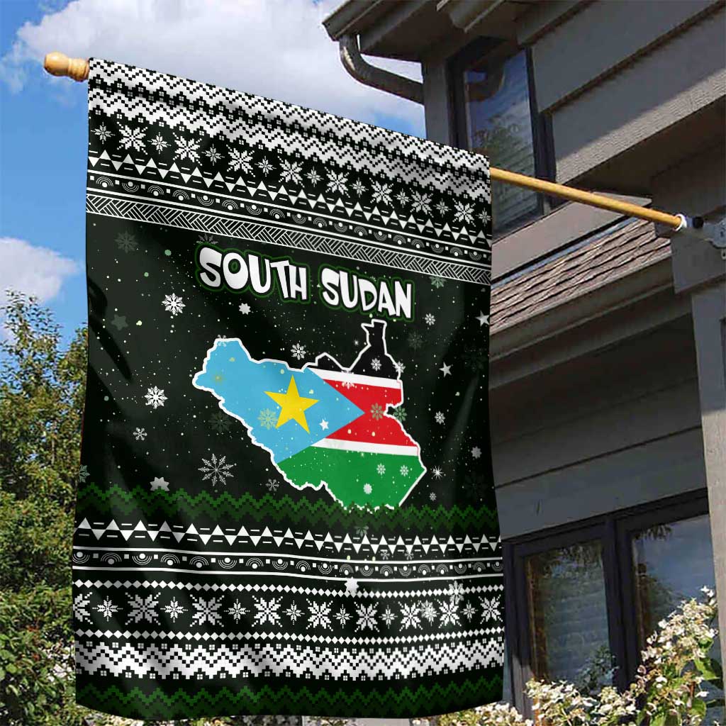 South Sudan Christmas Garden Flag National Map Flag Colors and Sleeping Rhino Motif - African Pride