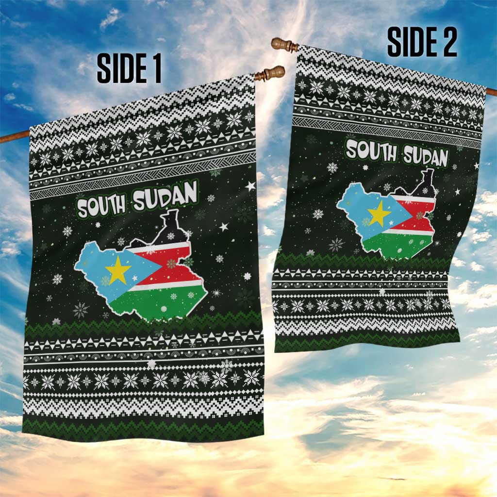 South Sudan Christmas Garden Flag National Map Flag Colors and Sleeping Rhino Motif - African Pride