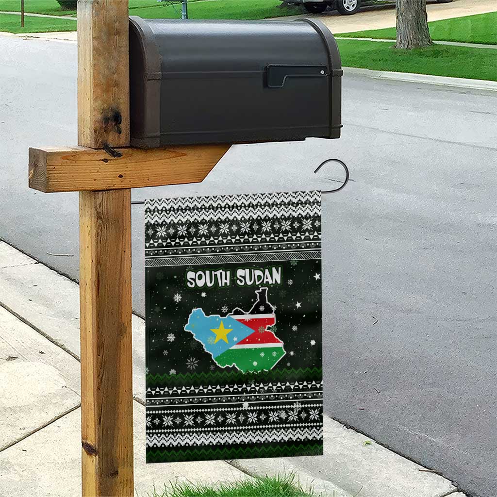 South Sudan Christmas Garden Flag National Map Flag Colors and Sleeping Rhino Motif - African Pride