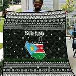 South Sudan Christmas Quilt National Map Flag Colors and Sleeping Rhino Motif - African Pride