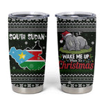 South Sudan Christmas Tumbler Cup National Map Flag Colors and Sleeping Rhino Motif - African Pride