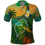 Sao Tome and Principe Polo Shirt Tropical Island Bird and Cocoa Forest - African Pride
