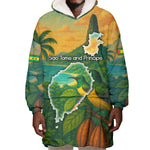 Sao Tome and Principe Wearable Blanket Hoodie Tropical Island Bird and Cocoa Forest - African Pride