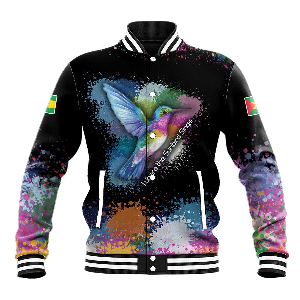 Where the Sunbird Sings Baseball Jacket Sao Tome and Principe Flag - Color Splash Art - African Pride