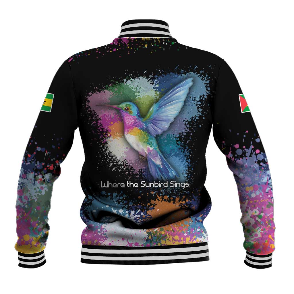 Where the Sunbird Sings Baseball Jacket Sao Tome and Principe Flag - Color Splash Art - African Pride