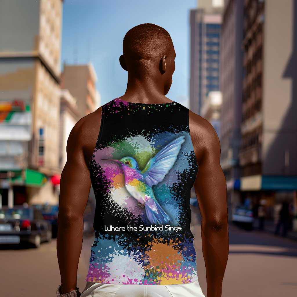 Where the Sunbird Sings Men Tank Top Sao Tome and Principe Flag - Color Splash Art - African Pride