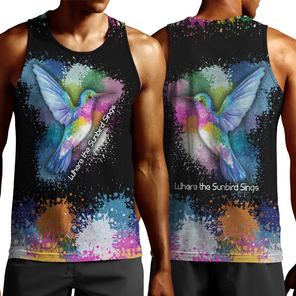 Where the Sunbird Sings Men Tank Top Sao Tome and Principe Flag - Color Splash Art - African Pride