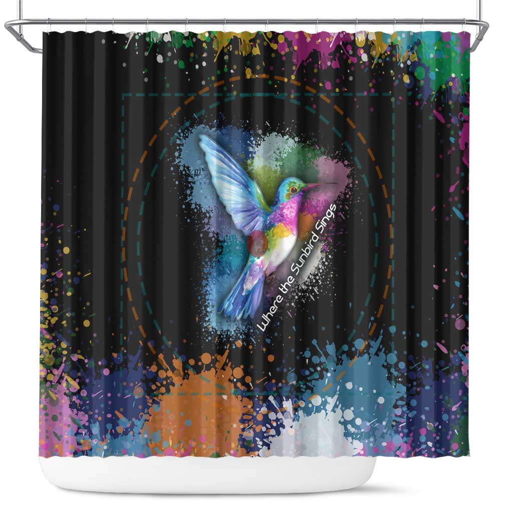 Where the Sunbird Sings Shower Curtain Sao Tome and Principe Flag - Color Splash Art - African Pride