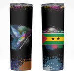 Where the Sunbird Sings Skinny Tumbler Sao Tome and Principe Flag - Color Splash Art - African Pride