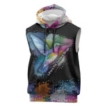 Where the Sunbird Sings Sleeveless Hoodie Sao Tome and Principe Flag - Color Splash Art - African Pride