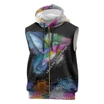 Where the Sunbird Sings Sleeveless Zip Hoodie Sao Tome and Principe Flag - Color Splash Art - African Pride