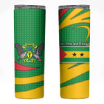 Sao Tome and Principe National Emblem Skinny Tumbler Green Yellow Flag Pattern - African Pride