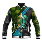 Sea Turtle Sao Tome and Principe Baseball Jacket Ocean Tide and Tropical Palm - African Pride