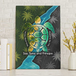 Sea Turtle Sao Tome and Principe Canvas Wall Art Ocean Tide and Tropical Palm - African Pride