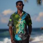 Sea Turtle Sao Tome and Principe Hawaiian Shirt Ocean Tide and Tropical Palm - African Pride