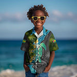 Sea Turtle Sao Tome and Principe Kid Hawaiian Shirt Ocean Tide and Tropical Palm - African Pride