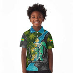 Sea Turtle Sao Tome and Principe Kid Polo Shirt Ocean Tide and Tropical Palm - African Pride