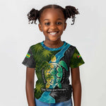 Sea Turtle Sao Tome and Principe Kid T shirt Ocean Tide and Tropical Palm - African Pride