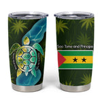 Sea Turtle Sao Tome and Principe Tumbler Cup Ocean Tide and Tropical Palm - African Pride