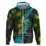 Sea Turtle Sao Tome and Principe Zip Hoodie Ocean Tide and Tropical Palm - African Pride