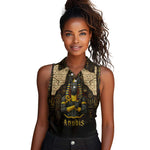 Anubis Egypt Women Sleeveless Polo Shirt Ancient Hieroglyph Pharaoh Spirit - African Pride