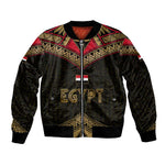 Ankh Eye of Horus Egypt Bomber Jacket Ancient Black Gold Hieroglyph Spirit - African Pride