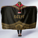 Ankh Eye of Horus Egypt Hooded Blanket Ancient Black Gold Hieroglyph Spirit - African Pride