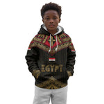 Ankh Eye of Horus Egypt Kid Hoodie Ancient Black Gold Hieroglyph Spirit - African Pride