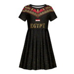Ankh Eye of Horus Egypt Kid Short Sleeve Dress Ancient Black Gold Hieroglyph Spirit - African Pride