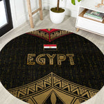 Ankh Eye of Horus Egypt Round Carpet Ancient Black Gold Hieroglyph Spirit - African Pride