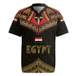 Ankh Eye of Horus Egypt Rugby Jersey Ancient Black Gold Hieroglyph Spirit - African Pride
