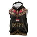 Ankh Eye of Horus Egypt Sleeveless Hoodie Ancient Black Gold Hieroglyph Spirit - African Pride