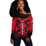 Egypt Flag Emblem Off Shoulder Sweater Red Black Bold Spirit - African Pride