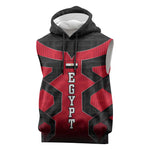 Egypt Flag Emblem Sleeveless Hoodie Red Black Bold Spirit - African Pride